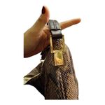 G.I.L.I. Milano Python Printed Hobo Bag Leather Shoulder Brown Zipper Strap EUC Photo 3