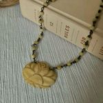 Rose Carved Necklace Vintage Bohemian “Liza” Brown Tan Stone Beaded Boho Chic Photo 6