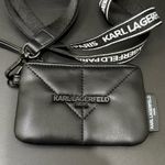 Karl Lagerfeld Paris Quilted Black Faux Leather Lanyard Wallet Photo 2