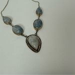 925 Rainbow Moonstone 5 Stone Bohemian Silver Plated Necklace Blue Photo 5