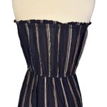 Elan Strapless Striped Black Maxi Cover-Up Summer Dress High Front Slit Size M Photo 8