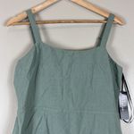 Lulus NWT Linen Blend Joyful Juniper Washed Olive Green Open Back Midi Dress Size L Photo 3