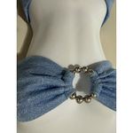 Devon Windsor Sky Shimmer Bikini Set In Windsor Bandeau Top Ruched Bottom Sz XS Blue Photo 1