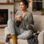 Open Edit  grey green long sleeve crop tee Photo 2