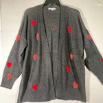 Celebrate Together Women's Heart Cardigan Sweater Chunky Cozy Gray/Red Sz XXL Gray Photo 0