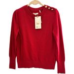 Barbour Heritage Sweater Wool Cashmere Red Knit Gold Buttons Preppy Women’s Sz 6 Photo 2