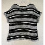 Chico's Sweater Womens 2 Large Black White Short Sleeve Pullover Knit Striped Top Photo 1