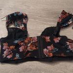 Torrid  Black Floral Mesh Drawstring Cap Sleeve Longline Bralette size 0 Photo 5