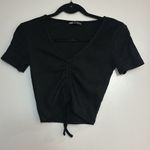 ZARA MOVING SALE  Black Crop Front Ruched T-Shirt Photo 2