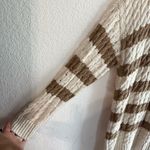 Pilcro by Anthropologie Womens Sweater Longline Ivory Beige Stripe Size XL Brown Photo 5