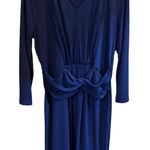 Jones New York Women's Blue Long Sleeve Midi Dress Size L V-Neck Casual/Formal Photo 0