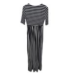Vanilla Bay Black White‎ Stripe Print Dress Medium Short Sleeve Knit Minimalist Mod Stretch Photo 4