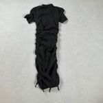 ZARA  Woman Ruched Bodycon Midi Dress S Black Short Sleeve T Shirt Style Stretch Photo 2