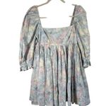 Selkie Monet Print Puff Mini Dress Pastel Watercolor Preppy NEW Womens Small Blue Photo 0