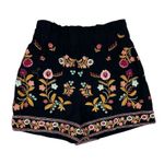 ZARA  Boho Embroidered Black Tie Waist Skort Skirt Shorts Size Small Photo 2