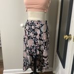 Sexy Asymmetrical Floral Paisley Print Ruffled Skirt w/ Side Zipper Pink Size L Photo 3