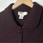 Vintage 100% Wool Tinu Cardigan Sweater Jacket Brown Embroidered Grandma Cottage Size M Photo 2