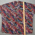 JODIFL Multicolor Print V-Neck Top Women's Medium Oversized Dolman Short Sleeve Photo 3