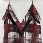 Lovers + Friends  Plaid Camisole Tank Top Women's Size Large‎ Lace Trim V-Neck Photo 3