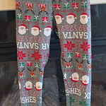 No Boundaries Christmas Gray Multicolor Leggings Santa Reindeer Candy Cane Comfy Loungewear M Photo 0