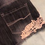 Almost Famous raw hem distressed dark denim jean shirt size 5 Photo 5