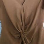 FAVLUX Mustard Yellow Knot Front Short Sleeve Blouse - Size Small - V-Neck Top Photo 2