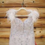 Mac Duggal 20246 Pink Feathered Crystal Embellished Sleeveless Gown Flaws Photo 7