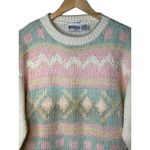 Vintage Exclusive Imports Knit Sweater‎ Pastel Diamond Pattern Women Size Medium White Photo 1