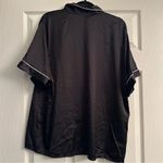 Elegant Black Satin Pajama Set with White Trim Size XXL Photo 4