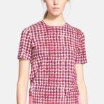 Tory Burch Red Pink Blue Sondra Printed Plaid Crewneck Top Photo 0