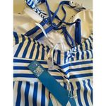 Cupshe  Blue White Striped‎ One Piece Swimsuit Ruffle Trim Photo 4