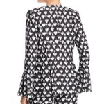 Le Gali Jacket Womens Small Black White Geometric Divya Bell Lightweight Blazer Photo 9