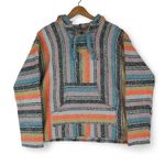 Earth Ragz  Drug Rug Mexican Poncho Baja Hoodie Sweatshirt Pastel M Hippie Boho Photo 0