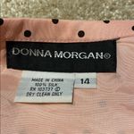 Donna Morgan  Vtg Silk Black Shell Pink Polka Dot Lined Front Vent Skirt Size 14 Photo 2