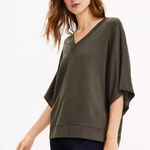 Lou & grey Signature soft Wetland Green V-Neck Poncho Sweater Knit Top Size XS Photo 0