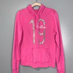 Hollister Pink With Silver Glitter “19” On Front Hoodie Kangaroo Picket Large Photo 1