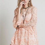 Jen's Pirate Booty Jen’s Pirate Booty for Free People Peach Lace El Solo Mini Dress Photo 0