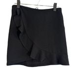 Olivaceous Black Asymmetrical Ruffle Zipper Back Mini Skirt Women Sz S Photo 0