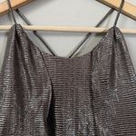 H by Halston Halston Metallic Fit & Flare Midi Dress Women's 8 Gunmetal Silver Cocktail Party Photo 6
