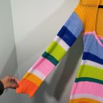 Women's Multicolor Crochet Long Sleeve Square Neck Beach Dress Size L Size L Photo 4