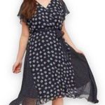 Lane Bryant  Black Floral Dress Size 24 Asymmetrical Hem Flutter Sleeve Curvy New Photo 0