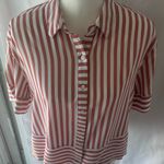 Jane and Delancey Red & White Striped Button-Down Cropped Shirt – Size M Photo 5