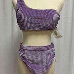 dippin daisy's swimwear Dippin Daisys Velvet Ribbed One Shoulder Swimsuit NWT Photo 0