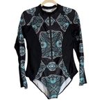 Womens Long Sleeve Zip Up One Piece Swimsuit Rash Guard Bathing Suit XXL Black Photo 1