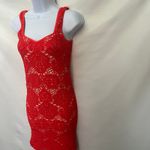 Free People Intimately  Crochet Bodycon Dress Sz M/L Coral Festival Coquette Y2K Photo 4