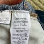 Madewell  size 25 blue medium wash frayed raw hem A-line “rigid denim” mini skirt Photo 4