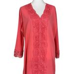 Isaac Mizrahi Swim Cover Up Tunic Gauze Lace V-neck Salmon Pink Women’s Size XL Photo 11