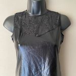 Faux leather‎ sz S black sheer lace mini party dress Photo 1