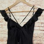 Free People | What I Want Black Satin Off-the-Shoulder Slip Dress Photo 8