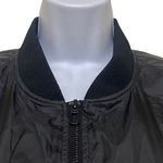 Good American  Medium Pleated Satin Bomber Jacket Black Sheer Streetwear NWT Photo 3